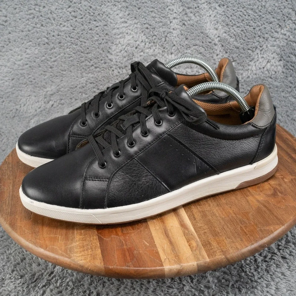 Florsheim Men's Sz 10 M Leather Crossover Lace To Toe Black Oxford Sneaker